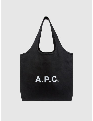Bolso tote noir A.P.C. Ninon Bag con logo frontal blanco y asas largas