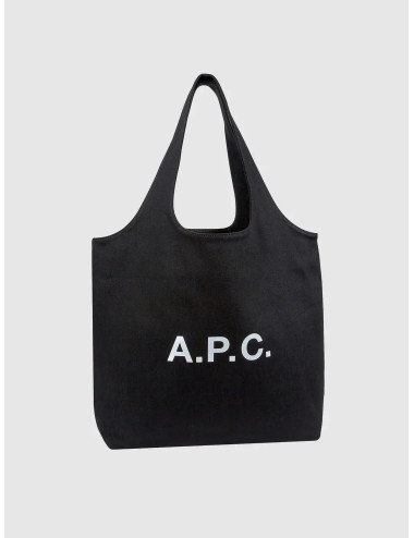 Bolso tote noir A.P.C. Ninon Bag con logo frontal blanco y asas largas