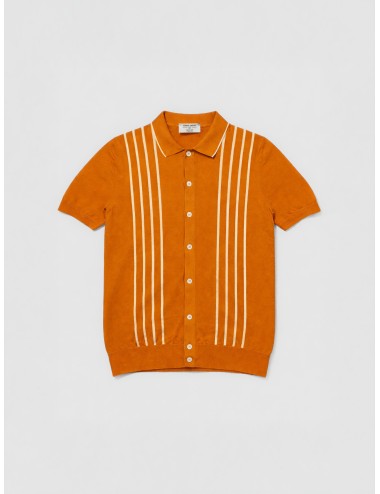 Camicia de punto naranja Gran Sasso x MARFRANC 59135/18066 con rayas verticales blancas