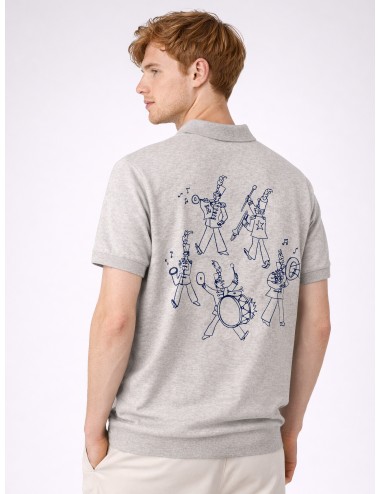 Polo gris jaspeado Edmmond Studios Brand Bass Plain Grey Melange para hombre.