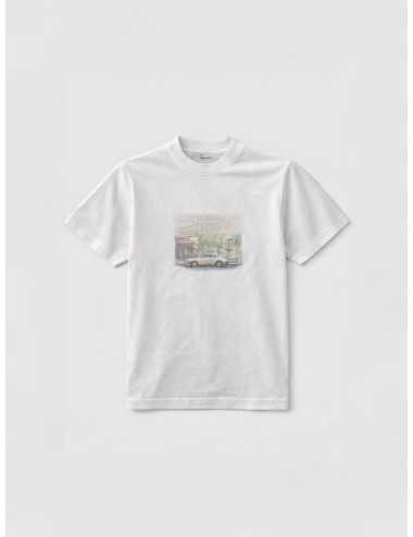 Camiseta blanca Eddmond Studios Chassing hombre algodón estampado gráfico frontal cuello redondo