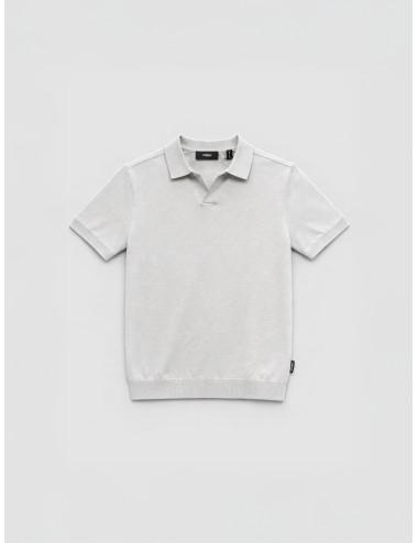 Polo gris ECOALF Olmo Knit hombre punto fino algodón reciclado cuello de punto manga corta