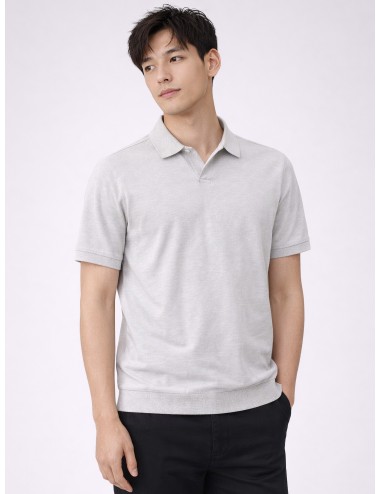 Polo gris ECOALF Olmo Knit hombre punto fino algodón reciclado cuello de punto manga corta