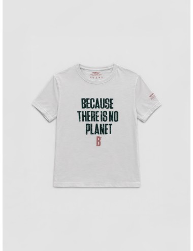 Camiseta blanca ECOALF Min hombre algodón reciclado mensaje Because There Is No Planet B cuello redondo