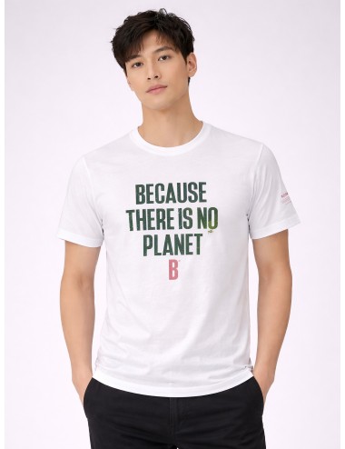 Camiseta blanca ECOALF Min hombre algodón reciclado mensaje Because There Is No Planet B cuello redondo