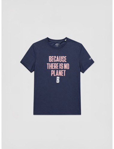 Camiseta ECOALF Min T-Shirt hombre Deep Navy algodón reciclado mensaje Because There Is No Planet B manga corta cuello redondo