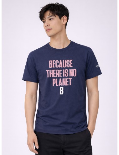 Camiseta ECOALF Min T-Shirt hombre Deep Navy algodón reciclado mensaje Because There Is No Planet B manga corta cuello redondo