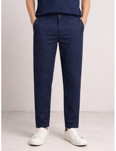 Pantalón de lino azul marino Ecoalf Ethiwin Linen Pants Deep Navy para hombre.