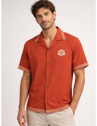 Camisa brick Drôle de Monsieur Chemise Brodée Danseurs con bordados y ribetes geométricos