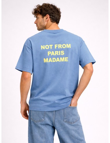 Camiseta azul Atlantic Blue Drôle de Monsieur Le T-Shirt Slogan con print “Not From Paris Madame”