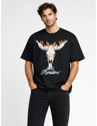 Camiseta negra Stained Black Represent British Cowboys con estampado western frontal y trasero