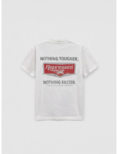 Camiseta blanca Flat White Represent Nothing Faster con estampado gráfico frontal y trasero