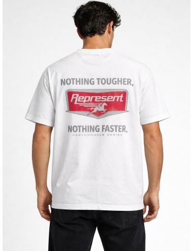 Camiseta blanca Flat White Represent Nothing Faster con estampado gráfico frontal y trasero