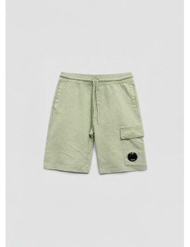 Bermuda cargo verde grisáceo Moss Gray C.P. Company Light Fleece con lente en bolsillo lateral