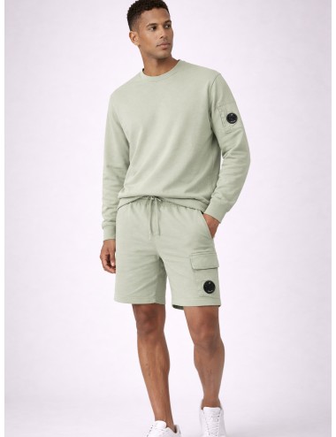Bermuda cargo verde grisáceo Moss Gray C.P. Company Light Fleece con lente en bolsillo lateral