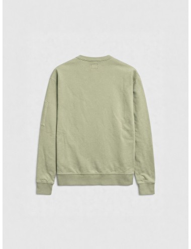 Sudadera verde grisáceo Moss Gray C.P. Company Crewneck Light Fleece con lente en manga
