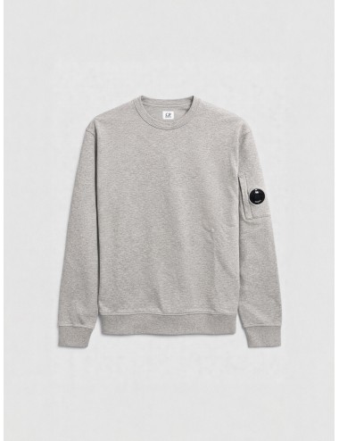 Sudadera gris jaspeada Greystone Melange C.P. Company Crew Neck con lente en manga