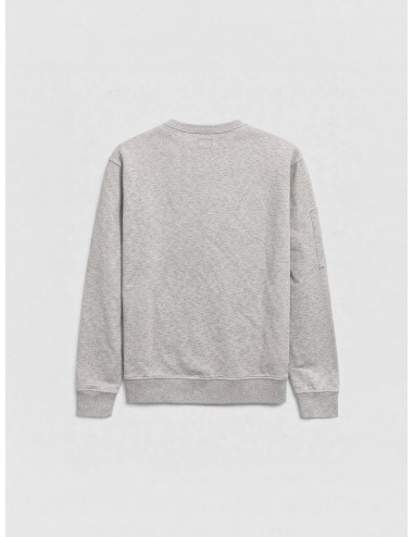 Sudadera gris jaspeada Greystone Melange C.P. Company Crew Neck con lente en manga