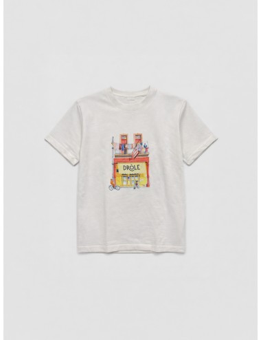 Camiseta off white Drôle de Monsieur Drôle Café con estampado frontal urbano
