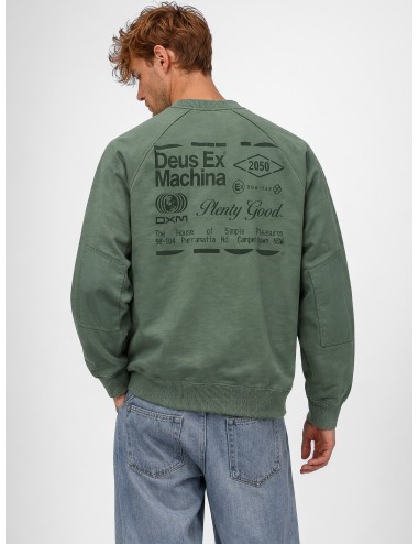 Sudadera verde Loden Frost Green Deus Ex Machina Plenty Good Crew con gráfico trasero Plenty Good y manga raglán