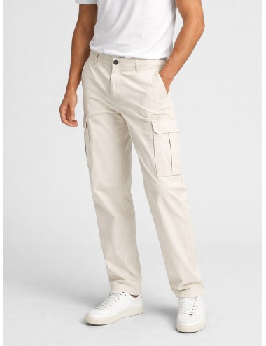 Pantalón cargo crudo natural 40WEFT Aiko slim fit en gabardina de algodón con bolsillos laterales con solapa