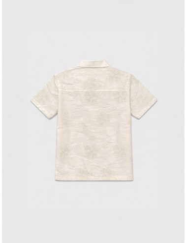 Camisa NN.07 Ben SS en color ivory confeccionada en algodón ligero con bordado floral integral, cuello abierto y corte regular.