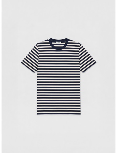 Camiseta de rayas navy NN.07 Pedro T-Shirt en algodón orgánico con diseño Navy Stripe y corte regular