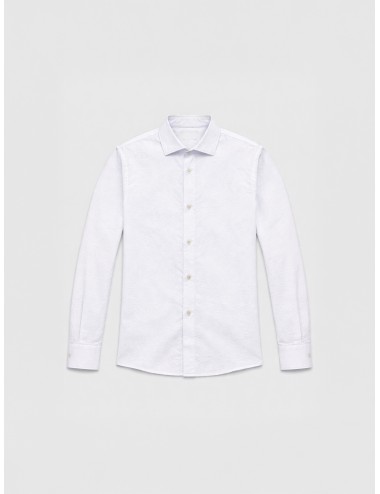 Camisa blanca seersucker MARFRANC hombre algodón texturizado cuello clásico