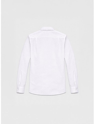 Camisa blanca seersucker MARFRANC hombre algodón texturizado cuello clásico