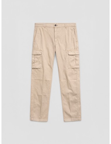 Pantalón cargo beige claro 40WEFT Aiko slim fit en algodón con bolsillos laterales con solapa