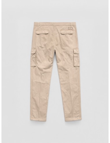 Pantalón cargo beige claro 40WEFT Aiko slim fit en algodón con bolsillos laterales con solapa