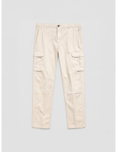 Pantalón cargo crudo natural 40WEFT Aiko slim fit en gabardina de algodón con bolsillos laterales con solapa