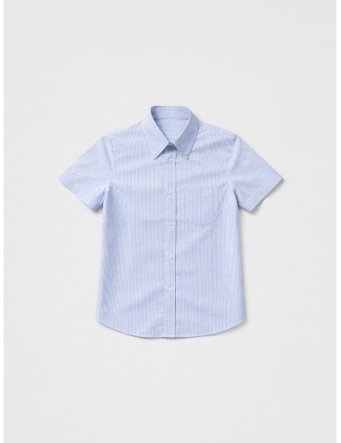 Camisa de manga corta azul a rayas A.P.C. Uniform Shirt Femme con cuello button-down