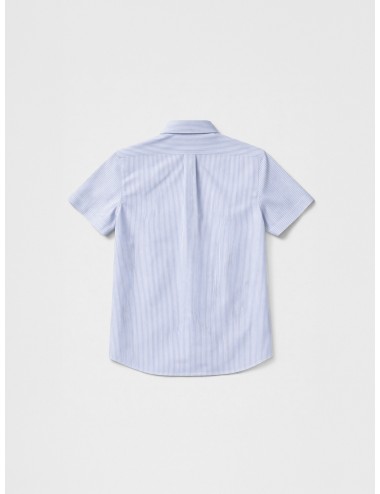 Camisa de manga corta azul a rayas A.P.C. Uniform Shirt Femme con cuello button-down