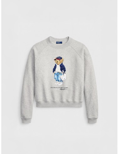 Sudadera gris jaspeada Light Smoke Heather Polo Ralph Lauren Classic Fleece Crew con logo Pony bordado