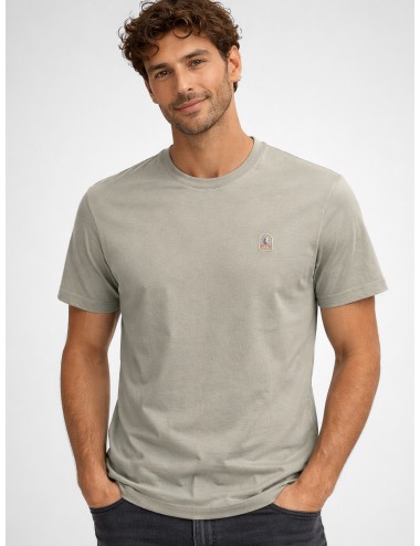 Camiseta verde grisáceo Parajumpers Patch Tee con parche logo en pecho