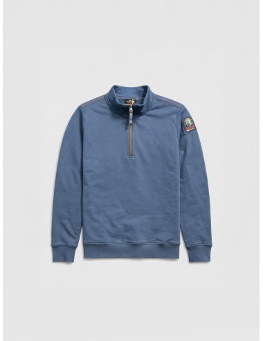 Sudadera azul Parajumpers Broad Peak con media cremallera y parche en manga