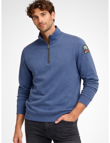 Sudadera azul Parajumpers Broad Peak con media cremallera y parche en manga