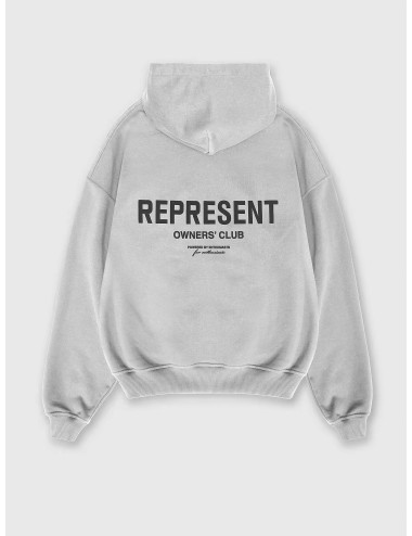 Sudadera gris Ash Grey Represent Owners Club Hoodie oversize con capucha y logo frontal