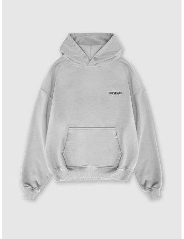Sudadera gris Ash Grey Represent Owners Club Hoodie oversize con capucha y logo frontal