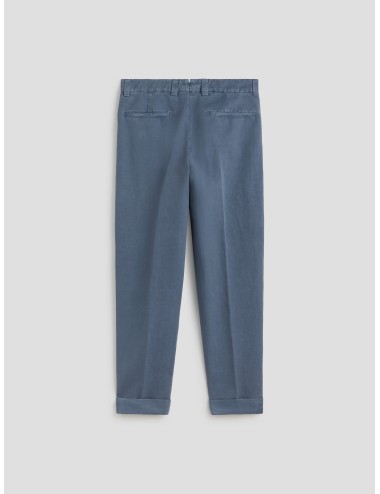 Pantalón Navy Blue BELLVER PANT Les Héritiers chino con pinza lino algodón Made in Italy