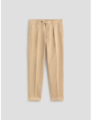 Pantalón Beige BELLVER PANT Les Héritiers chino con pinza lino algodón Made in Italy