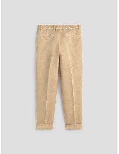Pantalón Beige BELLVER PANT Les Héritiers chino con pinza lino algodón Made in Italy