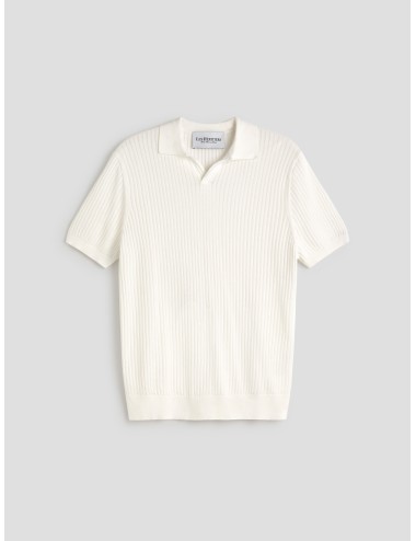 Polo White Vintage KNIT POLO Les Héritiers punto textura slim fit sin botones