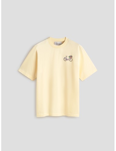 Les Héritiers Cycle Tee blanco vintage, camiseta unisex de algodón premium, corte recto regular