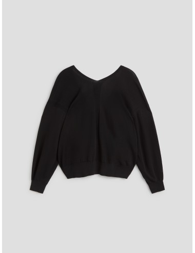 ba&sh - Pull Brenda - Noir - Cárdigan mujer - Lana fina con escote V - MARFRANC