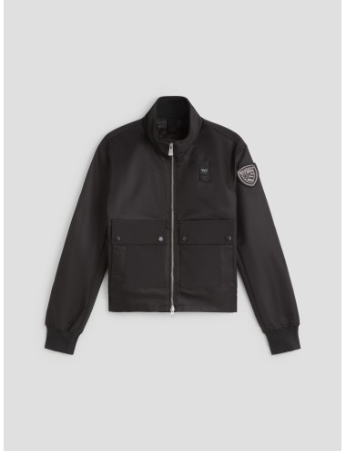 Blauer - Carney - Nero - Chaqueta técnica mujer sin capucha con cremallera y doble bolsillo frontal - MARFRANC.