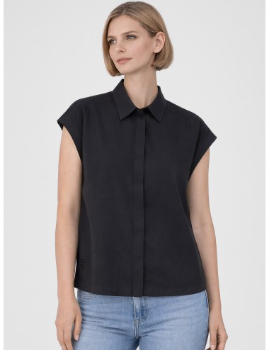 Blauer - Dellany Fitting Relaxed - 999 Nero - Camisa sin mangas mujer - Tejido elástico holgado - MARFRANC.