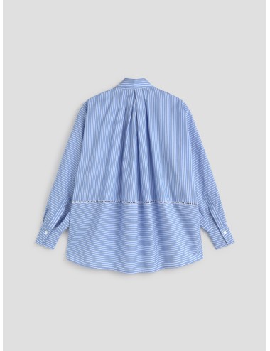 Ermanno Firenze - D48EK031ET1 - Azzurro - Camisa rayas encaje - Mujer - Algodón poliéster - MARFRANC