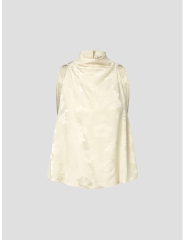 Forte Forte - 14559 - Beurre - Top jacquard floral mujer - Seda bias estampada - MARFRANC